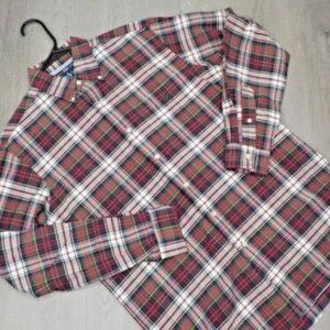 Ralph Lauren Blue Label Mens Plaid Dress Shirt Long Sleeve Front Pocket Size M